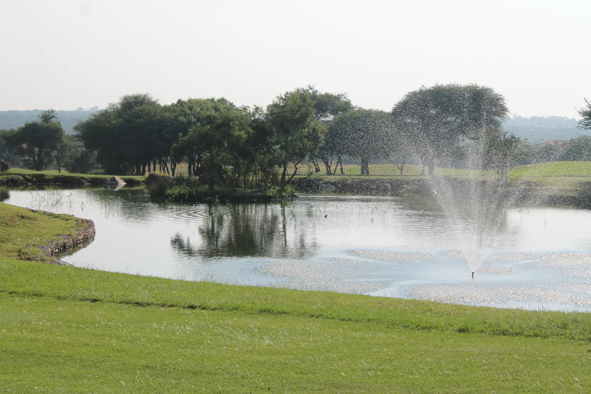Golfer mid-swing